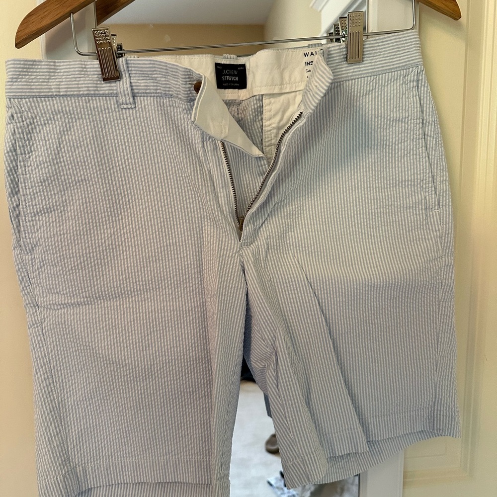 J. Crew Blue and White Flat Front Shorts